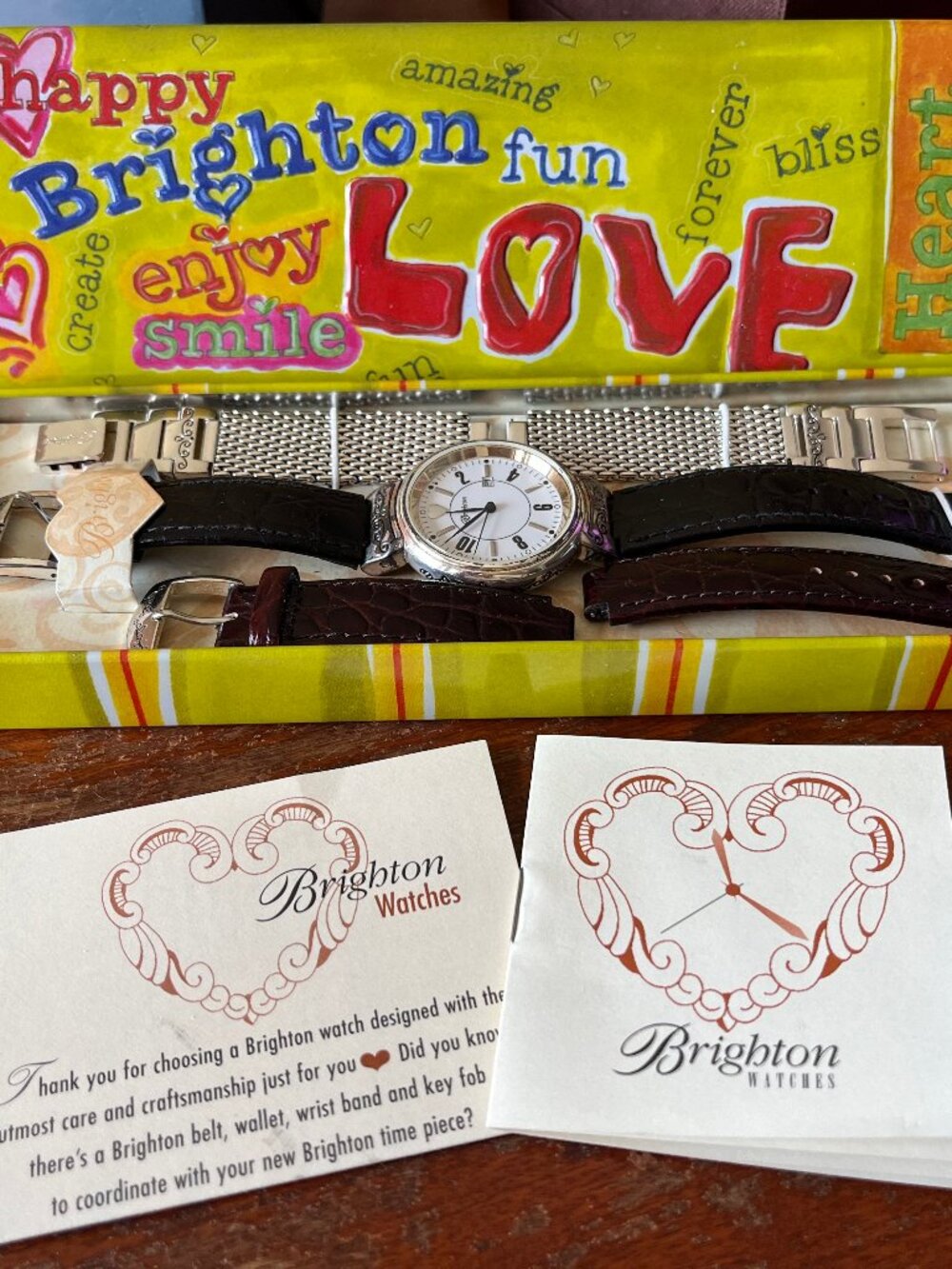 Vintage Brighton Watch with 3 bands: Silver, Black, Brown